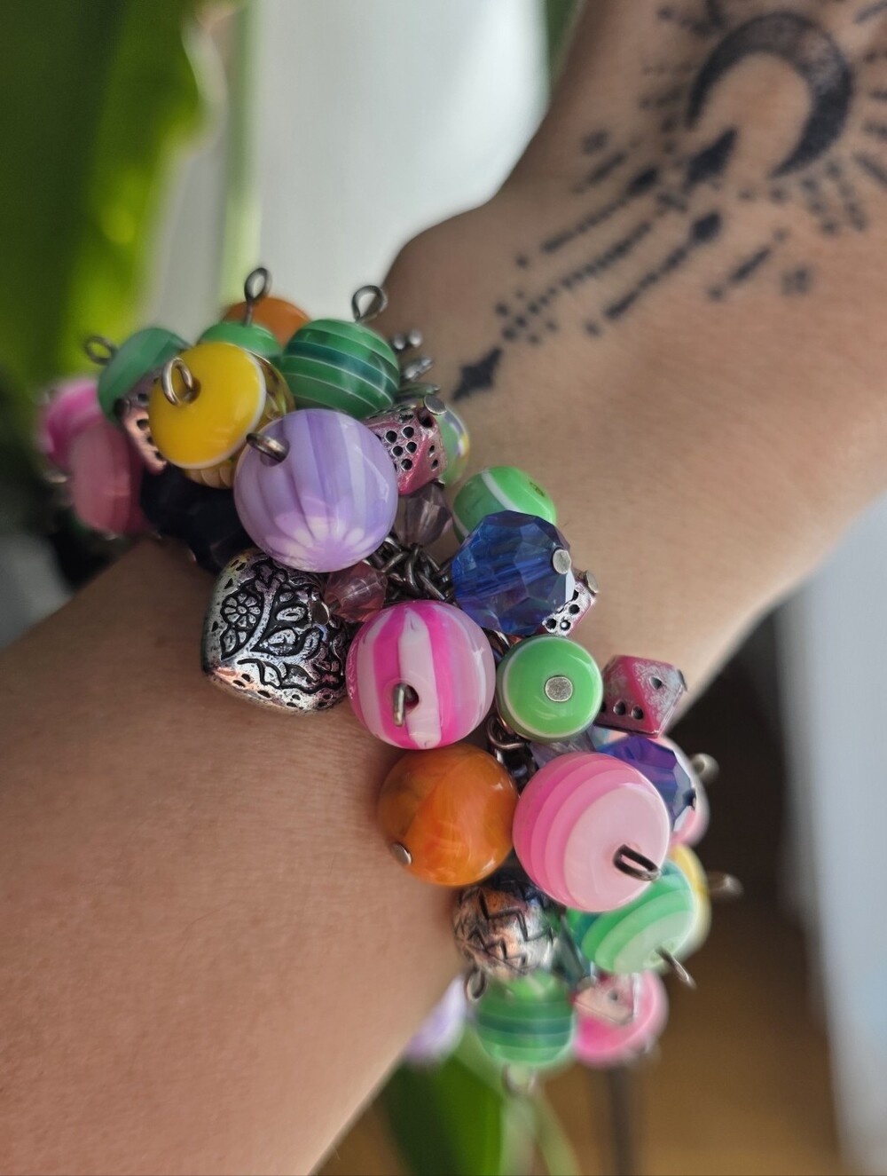 Colorful Chunky Charm Bracelet Beaded Statement Bracelet Retro Y2K Jewelry